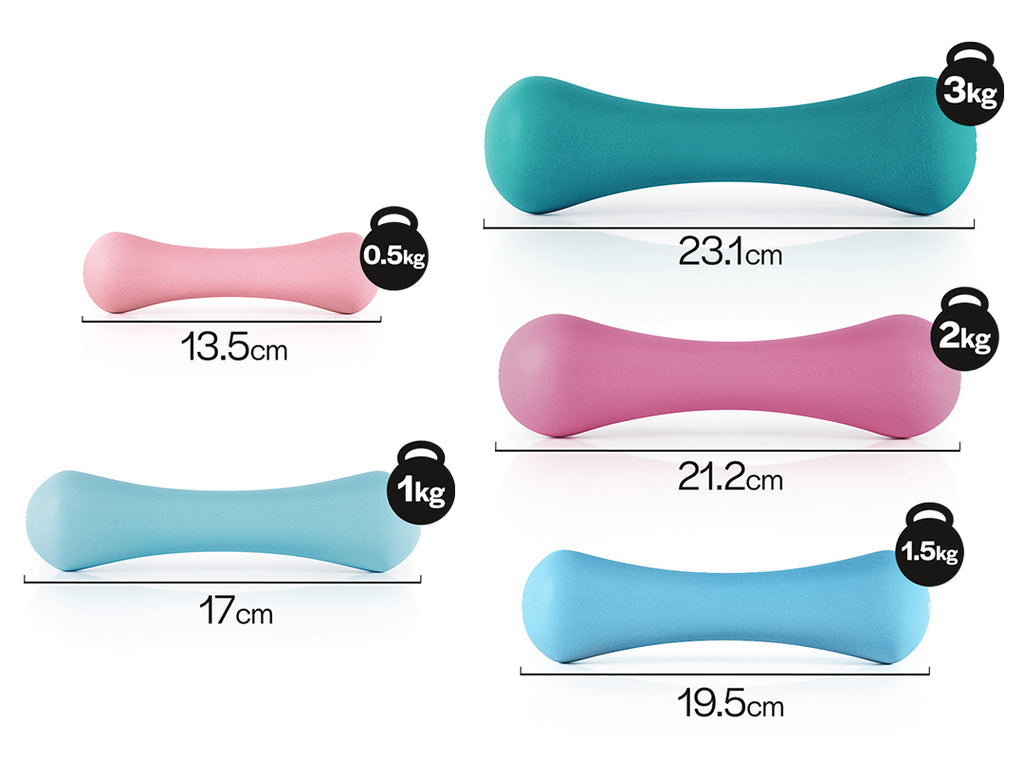 Bone Dumbbells Pair (0.5kg to 3kg) dimension image