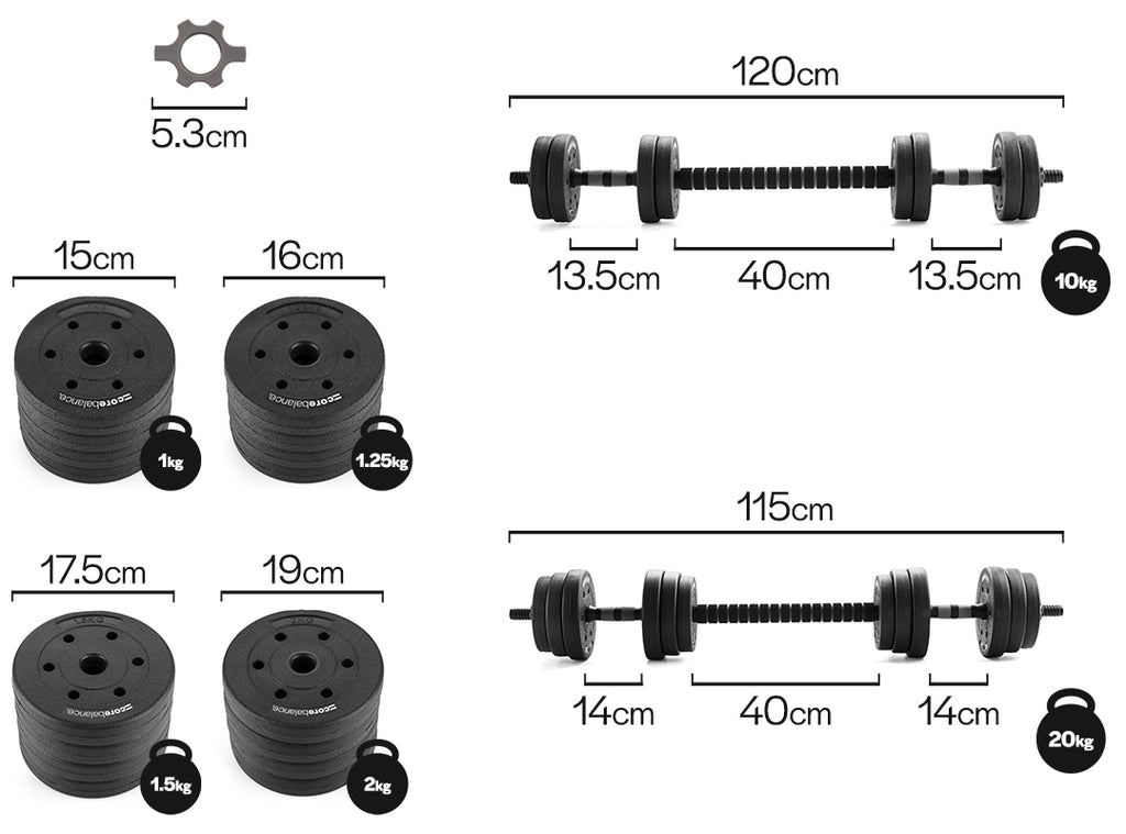 Adjustable Dumbbell & Barbell Set dimension image